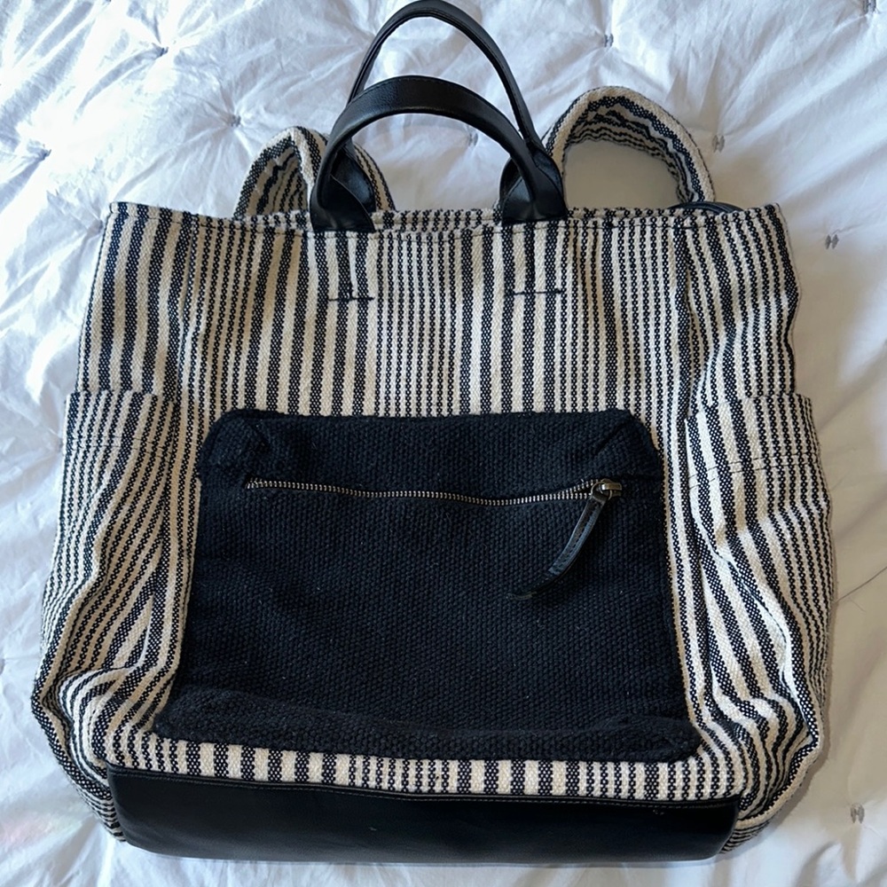 Striped Black and White Tote Bag